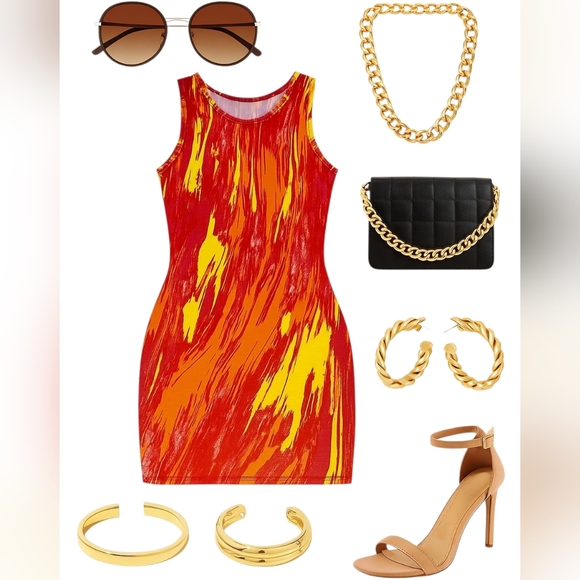 SHEIN Dresses & Skirts - 💙SHEIN SXY Women's Summer Tie-Dye Printed Fitted Sleeveless Bodycon Dress☆